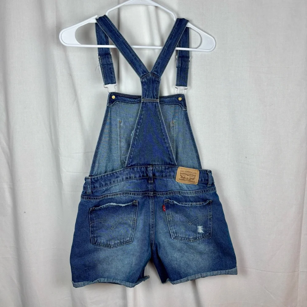 Levi's Light‎ Blue Denim Shortall Girls 16 Hand crafted Appliqué Owl on Bib